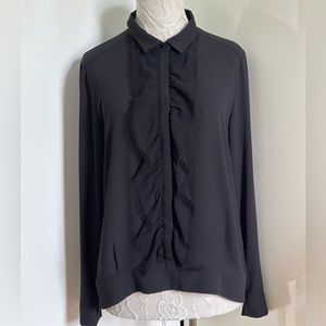 The Kooples Ruffle Front Chiffon Popover Blouse sz 3 L